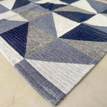 2.00m X 1.40m Geometric Non-Slip Rug - 藍色和灰色 - 查看 2