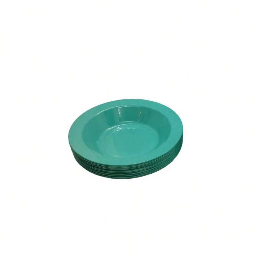 Kit 10 Units Round Plastic Deep Plates For Meals Parties - 綠色 - 查看 1