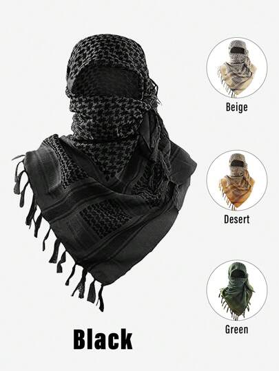 1 件装战术沙漠围巾，户外防晒防尘面罩，骑行围巾，男女战术围巾，防风透气方形围巾