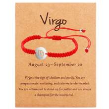 1 pieza Pulsera unisex con de los 12 signos del zodíaco, hecha a mano de acero inoxidable trenzado, de moda
