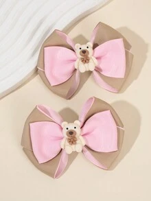 2 chiếc kẹp tóc hình gấu dễ thương cho bé gái kẹp tóc hình gấu nâu có nơ cài tóc hình gấu nhỏ kẹp tóc hình nơ cho bé gái mới biết đi kẹp tóc hai lớp phụ kiện tóc cho trẻ em - Nhiều màu - Xem 1