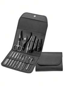 Manicure Set Pedicure Nail Clippers Set Travel Hygiene Kit Stainless Steel Professional Cutter Care Set Scissor Tweezers Knife Ear Pick Tools Grooming Kits With Leather Case