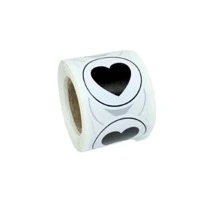 250 Black Round Heart Packaging Adhesive Labels - Black - View 3