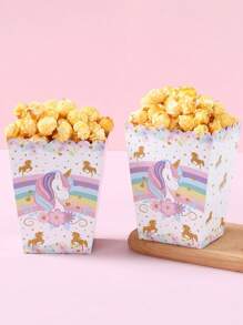 10/20pcs Rainbow Unicorn Theme Food Box, French Fries Box, Popcorn Cups, Popcorn Buckets Treat Boxes Containers For Rainbow Unicorn Style Birthday Party Gift Decoration And Family Movie Night, Rainbow Unicorn Pattern Decor Disposable Food Containers, Packaging Boxes For Barbecue And Fried Skewers, Food Trays, Suitable For Bakery Bread Boxes, Disposable Tableware