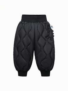 mini bala Boys' Girls' Pants 2024 Autumn/Winter New High Waist Long Pants - Black - View 4