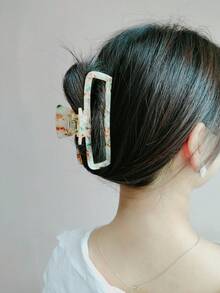 1 chiếc kẹp tóc thanh lịch họa tiết giản dị, bằng nhựa Acetate, cỡ trung bình, dành cho mọi mùa - Đường màu đỏ - Xem 9