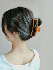 1 chiếc kẹp tóc thanh lịch họa tiết giản dị, bằng nhựa Acetate, cỡ trung bình, dành cho mọi mùa - Đường màu đỏ - Xem 11
