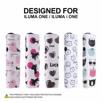 1 Peça PARA IQOS ILUMA One/I ONE Conjunto de conchas protetoras, impressão de Pu, rosto sorridente, amor, gato, proteção abrangente de 360°, anti-impacto, presente adequado para homens e mulheres