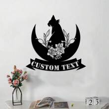 Custom CAT House Number, Cat Street Number, Kitty Street Number Sign, Metal House Number, Custom Number Sign, Address Plaque, Custom Moon Cat Metal Wall Art Gifts Birthday Graduation - Black - View 5