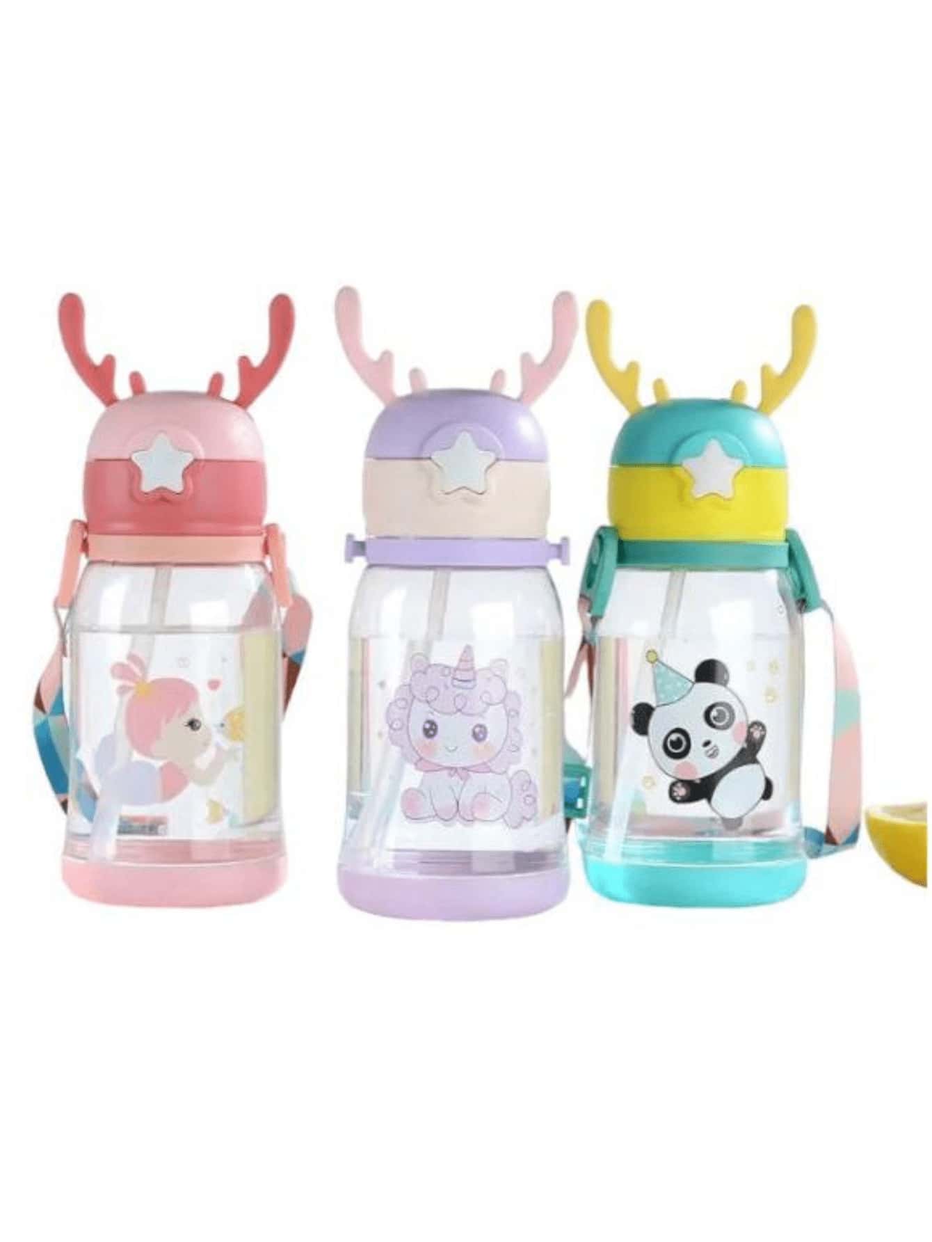 Colorful Animal Children's Bottle 600ml Elk Silicone Spout Immediate Shipping - 彩色 - 查看 1