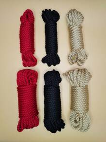 5/6/8毫米宽天然白色棉绳，7毫米黑/红/卡其色涤纶粗绳，适用于节日装饰、手工艺品、礼品包装、装订 - 米色 - 查看 11