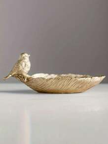 1 件鸟羽毛设计收纳盒，时尚家居装饰，适合室内和室外使用，适用于浴室梳妆台、化妆品、珠宝、水果托盘等最佳礼物 Rama 装饰