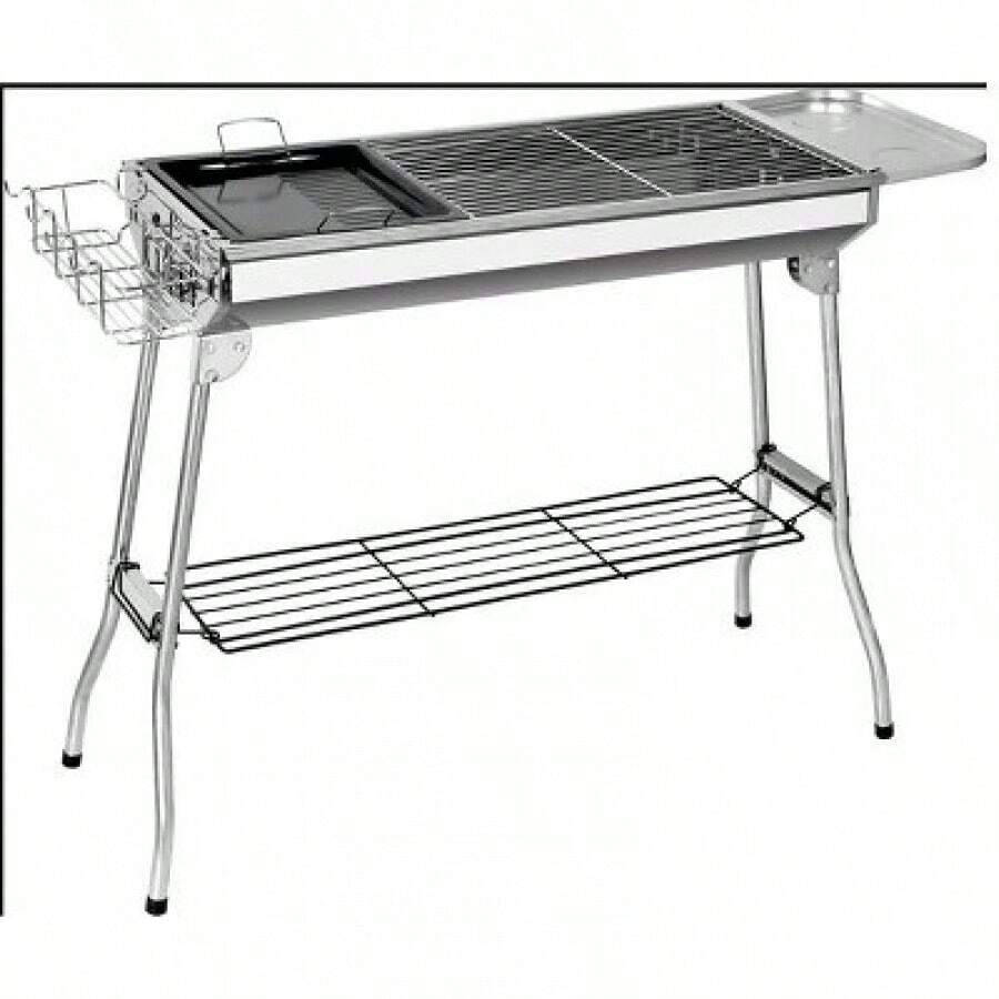 Outsunny Portable Folding Charcoal BBQ Grill Stainless Steel Camp