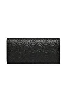 1pc Brown Two-Tone Metal Decor PU Clutch Flap Wallet Multi-Purpose Fashion Accessory Elegant & Suitable For Ladies Christmas Gifts Gift Thanksgiving Vintage For Women Wallet Purse Wallet Long Wallet - Black - View 3