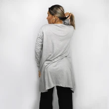 Women's Viscolycra Cardigan Plain Coat - 灰色 - 查看 2