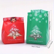 10 件装节日圣诞礼品袋，各式各样的塑料零食袋，适用于糖果、饼干、面包、节日派对礼品包装 - 彩色 - 查看 2