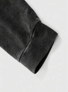 Men's Funny Letter Print Zipper Washed Sweatshirt - Black - View 4