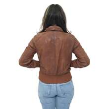Womens Leather MA-1 Varsity Jacket-Ann Arbor - 譚 - 查看 10