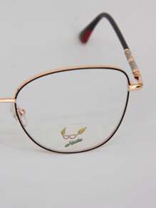 AMIA Women's Metal Eyeglass Frame With Rhinestones On The Temples And Lenses With Blue Filter MOD 8619 - Black and Gold - View 6