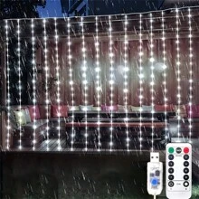 LED Curtain String Lights With Remote, 8 Flicker Modes, USB Powered, Remote Included, Perfect For Christmas, Home & Bedroom Ambiance, Holiday Lighting, New Year, Valentine's Day Decor