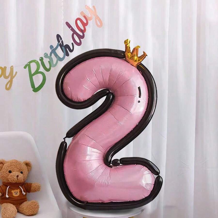 TwoDimensional Cartoon Line Number 09 Balloon 40Inch Large White