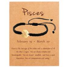 1 pieza Pulsera unisex con de los 12 signos del zodíaco, hecha a mano de acero inoxidable trenzado, de moda