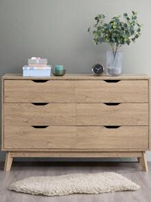Easy To Assemble, Natural Oak Bedroom Wide Vanity With 6 Wardrobes And Deep Drawers-