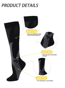 1 par de calcetines de compresión Medias de soporte para hombres calificadas como las mejores para viajes, vuelos largos, regalo de Navidad para amigo, madre, padre, trabajo, atletismo, gimnasio, deporte, running, senderismo, ciclismo