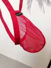 DomiGe 1pc Soft Red Mesh Spaghetti Strap Men Sexy G-String Lingerie - Red - View 4