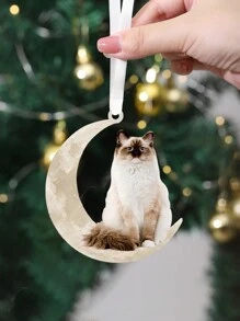 1 Peça Decoração Acrílica Gato Sentado na Lua Pingente, Decoração de Casa, Enfeite de Árvore, Decoração Suspensa de Janela, Lareira, Jardim, Presente para Família, Amigo, Amante de Animais, Decoração, Decoração de Casa, Decoração de Quarto, Decoração de Parede