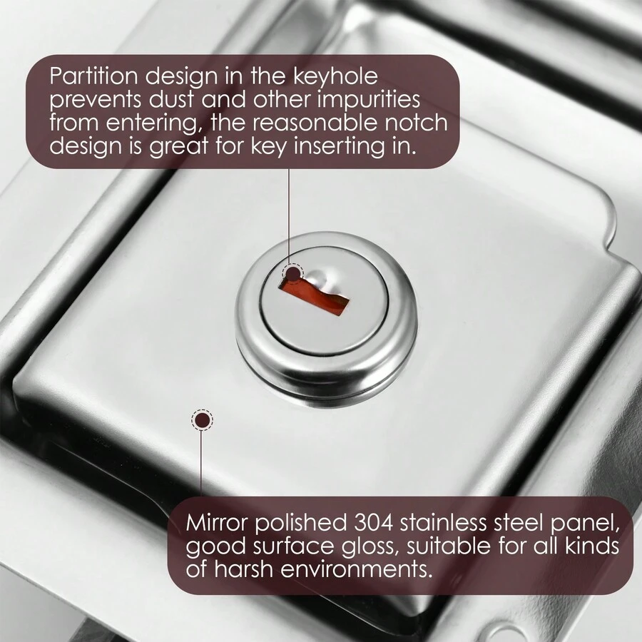 Stainless Steel Paddle Handle Lock Door Latch Heavy Duty Flush Mount