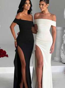 Vestido para verão e inverno longo transpassado tomara que caia sem mangas com fenda lateral casual chiq elegante festas dia dia moda blogueriinha tecido suplex versátil Final de Ano Natal e Ano Novo - Preto - Visão 4