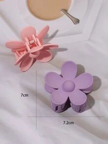 2 件/套优雅可爱的纯色花卉设计发夹，加大码 5 瓣花发饰采用耐用塑料制成，适合日常使用，是送给家人和朋友的理想礼物 - 彩色 - 查看 7