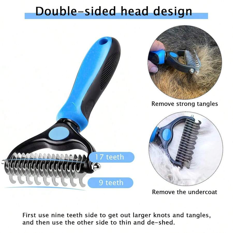 3 PCS Pet Grooming Brush, Double Sided Shedding And Dematting Undercoat