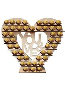 1 件全新木质心形巧克力架装饰心形巧克力架婚礼甜点架 - 彩色 - 查看 9