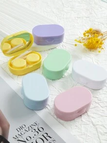 XIANG YU 1/3/Miếng Mini Màu Kem Nhỏ Gọn Di Động Cho Kính Áp Tròng Cate Container Bộ Dụng Cụ Bảo Quản Ngâm - hộp chăm sóc - Xem 6