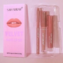 SAM SUGAR 6 件套丝绒唇膏、唇彩、唇线笔套装 - 哑光、持久、不粘、唇彩、彩色润唇膏 - 04# - 查看 7