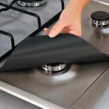 6pcs Gas Hob Range Protector Heat Resistant Non Stick Stove Cover Glass Fiber - Black - View 9