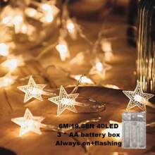 1 Dây Đèn LED Starlight Atmosphere, Dây Đèn Cắm Trại, 59 inch/118,11 inch/236,22 inch/393,7 inch (10/20/40/80 LED), Chạy Bằng Pin AA (Không Bao Gồm Pin), Thích Hợp Cho Trang Trí Sinh Nhật Trong Phòng Ngủ/Tiệc Tùng/Đám Cưới/Trong Nhà/Ngoài Trời/Trang Trí Cây Thông Noel (Ánh Sáng Trắng, Ánh Sáng Màu, Ánh Sáng Trắng Ấm), Trang Trí Phòng Trang Trí Giáng Sinh Đèn Giáng Sinh Trang Trí Phòng Ngủ Trang Trí Nhà Trang Trí Tiệc Lễ Hội Ngày Lễ Quà Tặng Giáng Sinh Lễ Tạ Ơn Trang Trí Cây Thông Noel Đồ Trang Trí - đèn dây ngôi sao - Xem 16