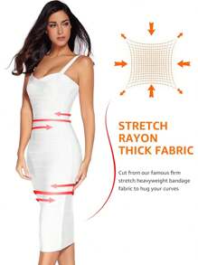 Vestido de cóctel ajustado de longitud midi o hasta la rodilla para invitados de boda - Blanco - Ver 3