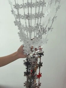 1 Stück - Kreativ gestalteter Schneeflocken-förmiger Regenseidenstoff Vorhang in Baumform, dekorativer Hintergrundwand-Vorhang, Weihnachtsfeier Heim Szenen Dekorationsmaterial