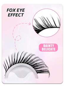 5 Pairs Asiteo New Cat Eye False Eyelashes, 3D Curly Fluttering Natural & Thick Faux Mink Lashes, Messy Tail Design To Elongate Eyes, Cartoon Style Soft Black Lash Band - 眼尾拉長款 - 查看 2