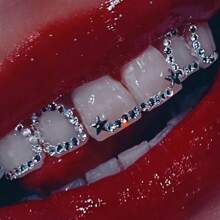 56pcs Sparkling Star Rhinestone Tooth Jewelry Set, Sexy Western Style DIY Tooth Gems Jewelry Kit, Party & Holiday Decorative Jewelry Set - 56pcs Transparent Color - View 2