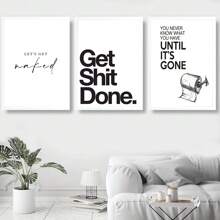 1/3 件 Get Done 海报墙艺术北欧海报印刷帆布画黑白 WC 帆布画浴室名言家居装饰无框架 - 彩色 - 查看 24