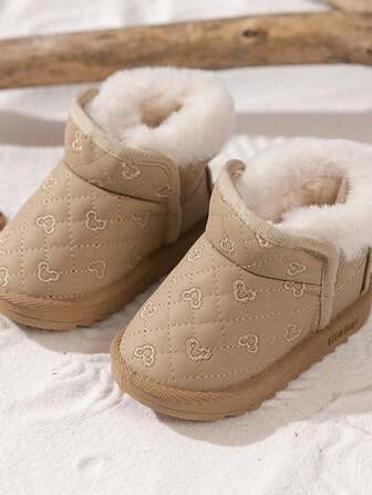 Stivali da neve per bambini con disegno carino di coniglio, nuovi stivali invernali per bambini e bambine, imbottiti e caldi, con motivo a diamante su modelli corti e alti