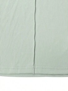 Women's Square Neck Shaping Bodysuit & High Waist Wide Leg Pockets Trousers Co-Ord,Short Sleeve Shapewear,Two-Piece Outfit For Womenswear - 薄荷綠 - 查看 6