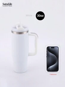1 pieza, Vaso de 30 onzas con asa, Vaso al vacío reutilizable, Vaso aislado con tapa y pajitas, Tapa hermética, Vaso aislado, Mantiene frío, calor y hielo durante horas, de vuelta al colegio