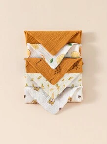 5件装婴儿纱布手巾，擦嘴喂奶围兜 - 彩色 - 查看 1