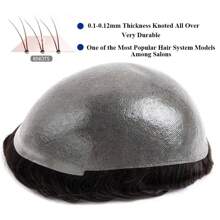 EHairc Toupee Hair For Men 0.1mm Poly Skin Human Hair Men's Toupee Durable PU Toupee Hair System For Men Base Size 8x10 Inch 130% Density Mens Wig Hairpieces - 1B50#關黑&50%白 - 查看 8