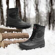 Men's Waterproof Windproof Slip Resistant Warm Winter Snow Boots - Black - View 4